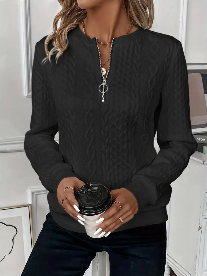 Chic Kimberly Sweater with Trendy Zipper Detail