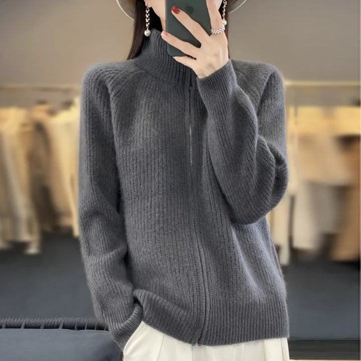 Charlotte™ - Zippered Wool Cardigan