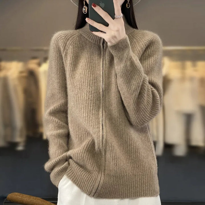 Charlotte™ - Zippered Wool Cardigan